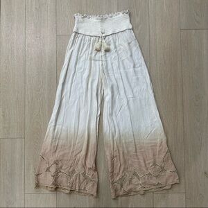 boho fringe wide leg pants